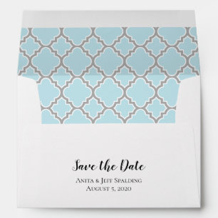 Powder Blue Grey Quatrefoil Save The Date Envelope