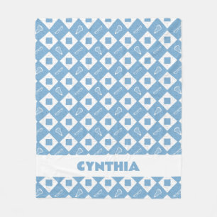 Powder Blue Lacrosse Argyle Pattern Fleece Blanket