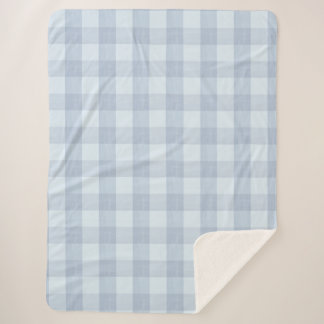 Powder Blue Large Gingham Plaid Sherpa Blanket