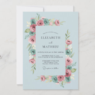 Powder Blue Lively Spring Wedding Invitation