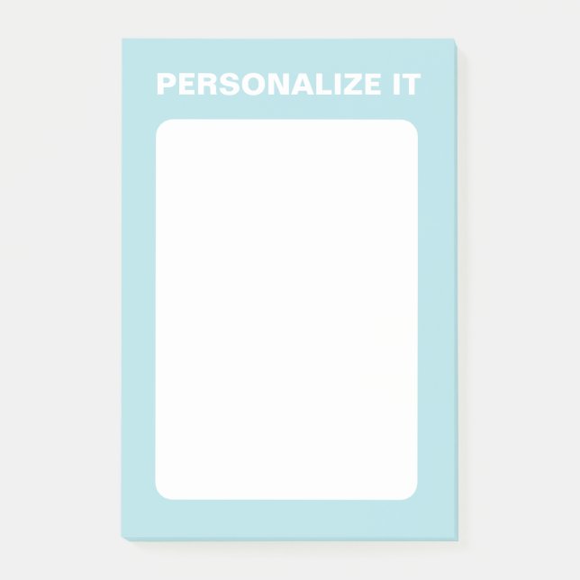 Powder Blue Modern Personalised Versatile Post-it Notes (Front)