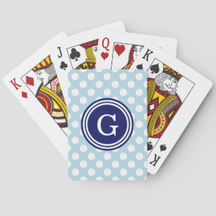 Powder Blue Navy Blue White Polka Dots 1IR Playing Cards