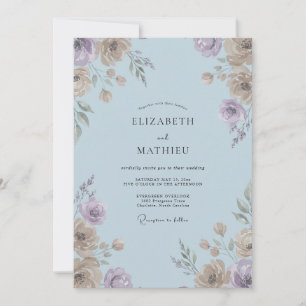Powder Blue Painted Wedding Invitation