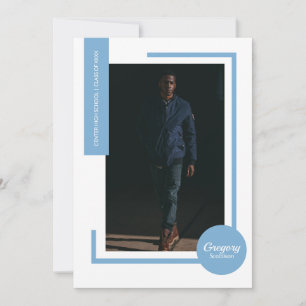 Powder Blue Photo Modern Photo Graduation Invite