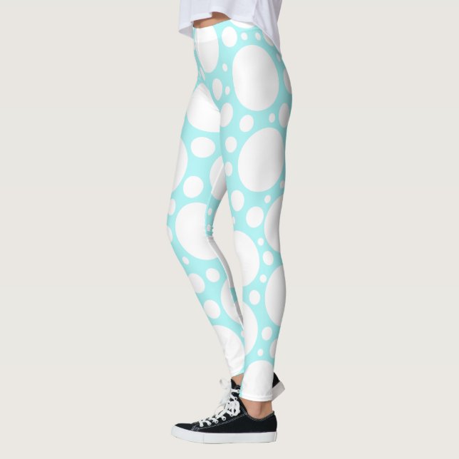 Powder Blue Polka Dot Leggings (Left)