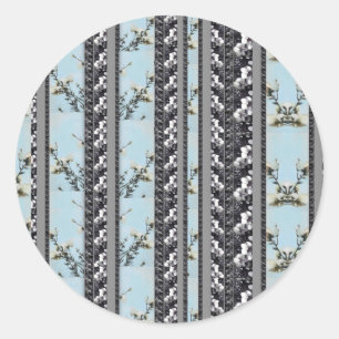 Powder Blue Poppies stripes Stickers
