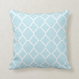 Powder Blue Quatrefoil Moroccan Pattern Cushion