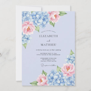 Powder Blue Romantic Hydrangea Wedding Invitation