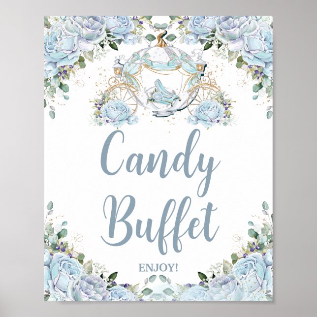 Powder Blue Roses Princess Carriage Candy Buffet Poster (Front)