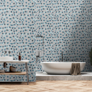 powder blue, slate and hippie blue polka dots wallpaper