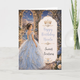 Powder Blue Sweet 16 Princess Garden Card