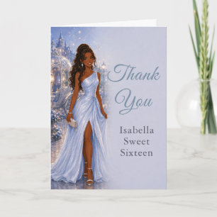 Powder Blue Sweet Sixteen Thank You Card