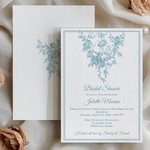Powder Blue Toile de Jouy Bridal Shower Invitation