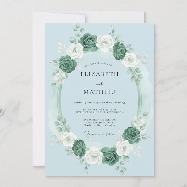 Powder Blue Tranquil Spring Wedding Invitation (Front)