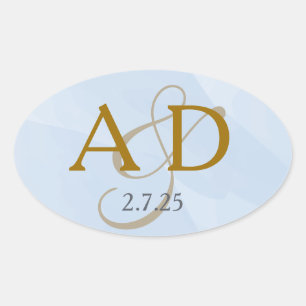 Powder Blue Watercolor Monogram Label
