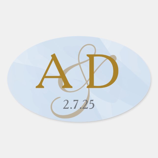 Powder Blue Watercolor Monogram Label (Front)