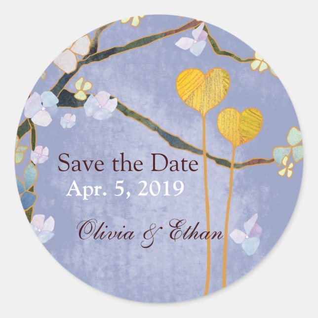 Powder Blue Wedding Save the Date Classic Round Sticker (Front)