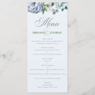 Powder Blue Wedding Simple Menu