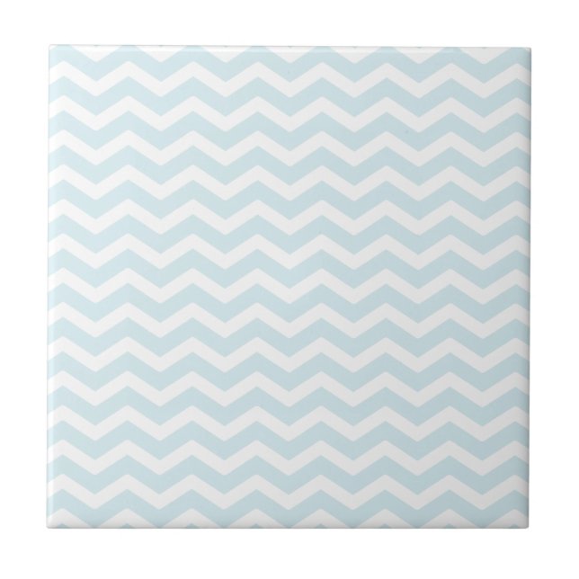 Powder Blue White Chevron Pattern Tile (Front)