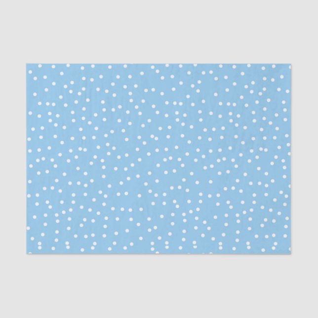 Powder Blue & White Confetti Snow Dots Tissue Paper (Front)