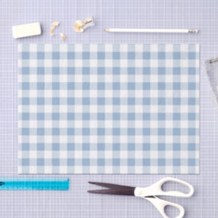 Powder Blue White Plaid Pattern  Tissue Paper