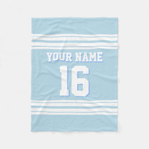 Powder Blue White Sports Jersey Fleece Blanket