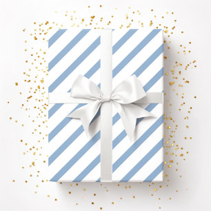 Powder Blue White Stripes Pattern Wrapping Paper