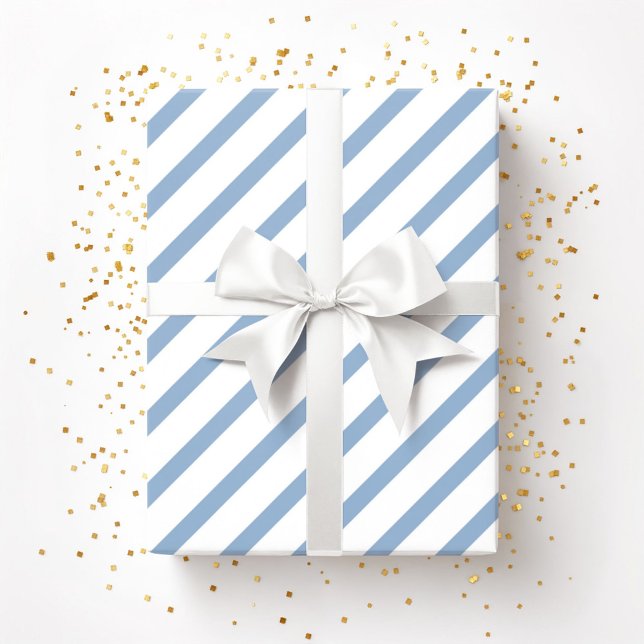 Powder Blue White Stripes Pattern Wrapping Paper (Powder Blue White Stripes Pattern Wrapping Paper)