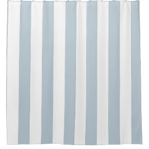 Powder Blue Wide Awning Stripe Shower Curtain
