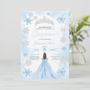 Powder Blue Winter Wonderland Quinceanera Invitation