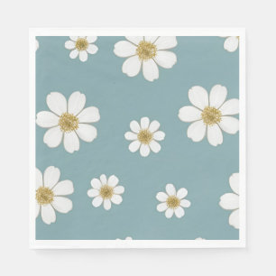 Powder Blue with Daisies Pattern  Napkin