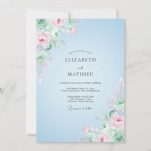 Powder Blush Peony Wedding Invitation