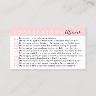 Powder Brows Avoids Advices Aftercare Business Card
