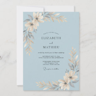 Powder Champagne Leaf Wedding Invitation