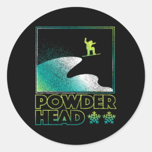 Powder Head Shirt Snowboard Ski Snowboarding Skiin Classic Round Sticker