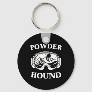 Powder Hound Snowboarding Skiing Winter Sport Top Key Ring