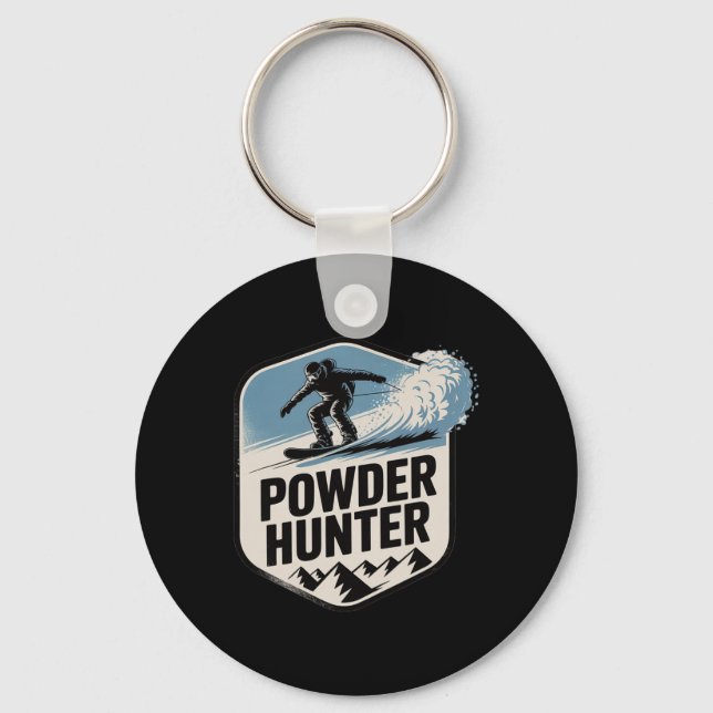 Powder Hunter Ski Snowboard Mountain Adventure Win Key Ring (Front)