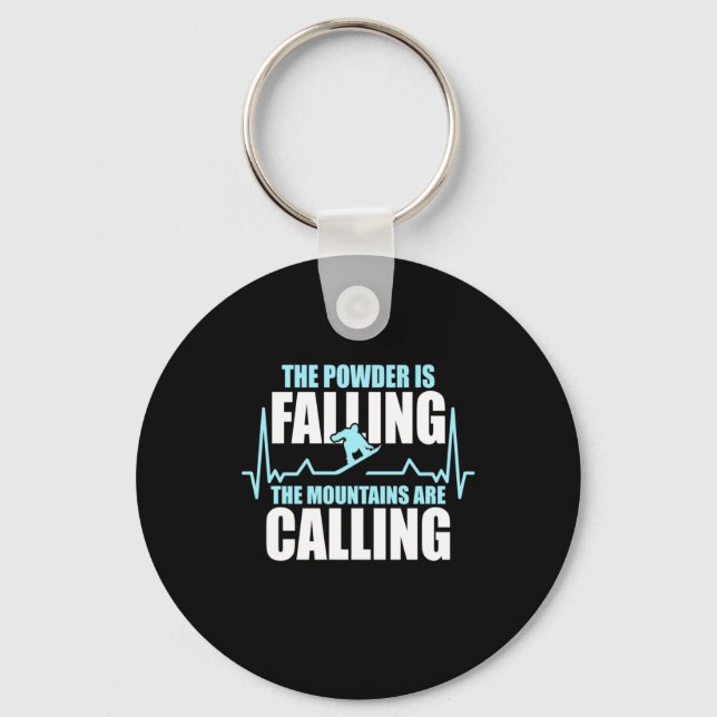 Powder Is Falling Snowboard Key Ring (Front)