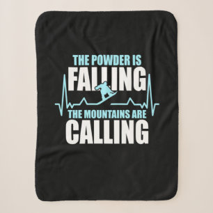 Powder Is Falling Snowboard Sherpa Blanket
