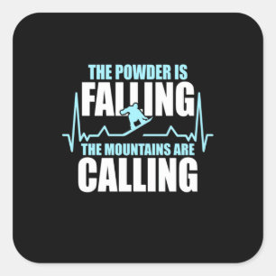 Powder Is Falling Snowboard Square Sticker