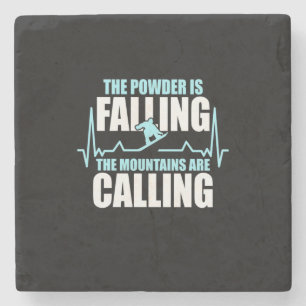 Powder Is Falling Snowboard Stone Coaster