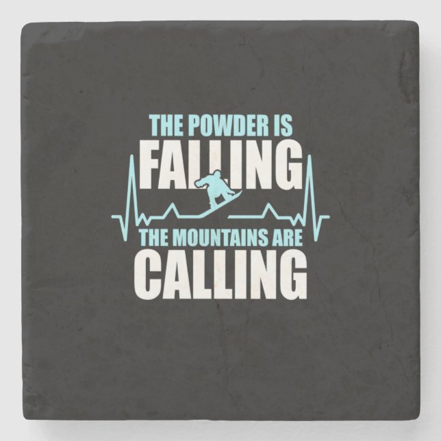 Powder Is Falling Snowboard Stone Coaster (Front)