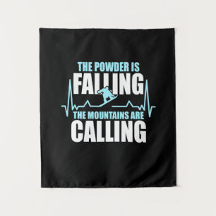 Powder Is Falling Snowboard Tapestry