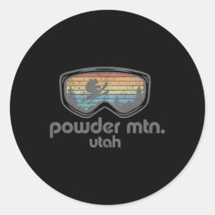 Powder Mountain Utah Ski Resort Skiing Retro Skier Classic Round Sticker