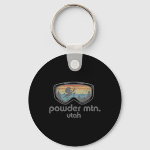 Powder Mountain Utah Ski Resort Skiing Retro Skier Key Ring