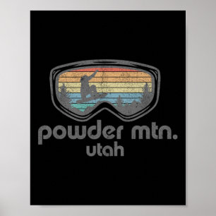 Powder Mountain Utah Snowboard Retro Snowboarding Poster