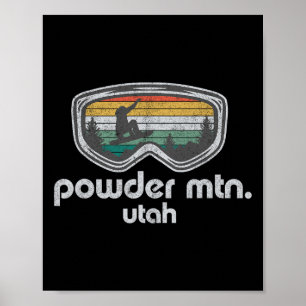 Powder Mountain Utah Snowboard Retro Snowboarding Poster