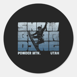 Powder Mountain Utah Snowboarding Resort Vintage S Classic Round Sticker