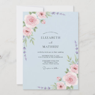 Powder Muted Mauve Blossom Wedding Invitation