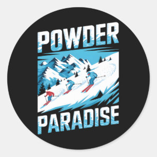 Powder Paradise Alpine Skiing Lover Classic Round Sticker